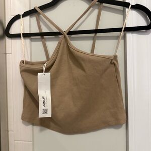 Zara Beige Ribbed Crop Top